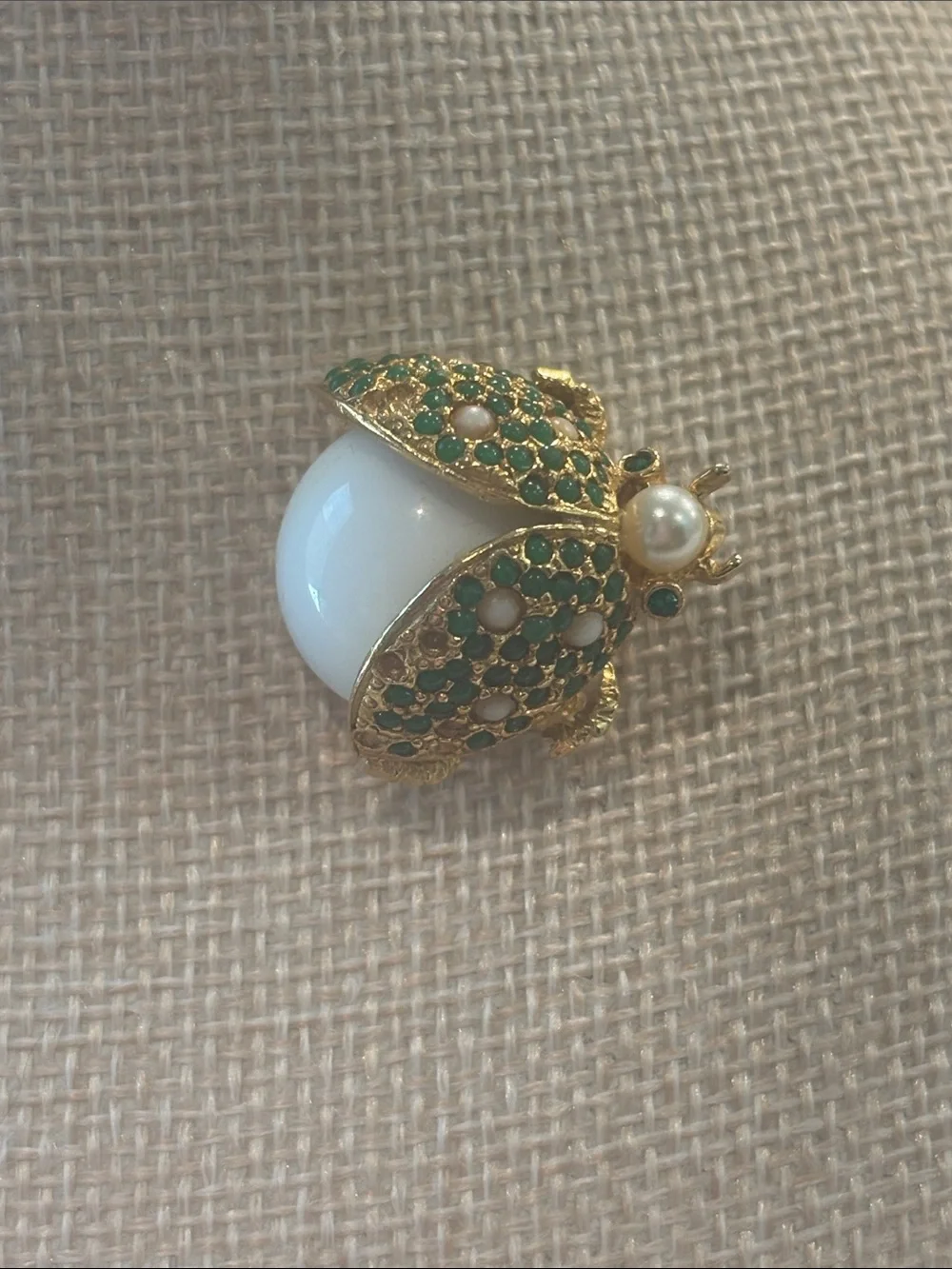 Vintage Hattie Carnegie Signed Ladybug Beetle Brooch
